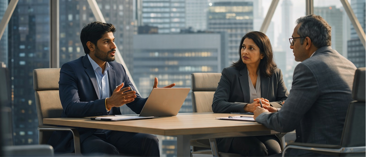 Senior executives discussing leadership appointments